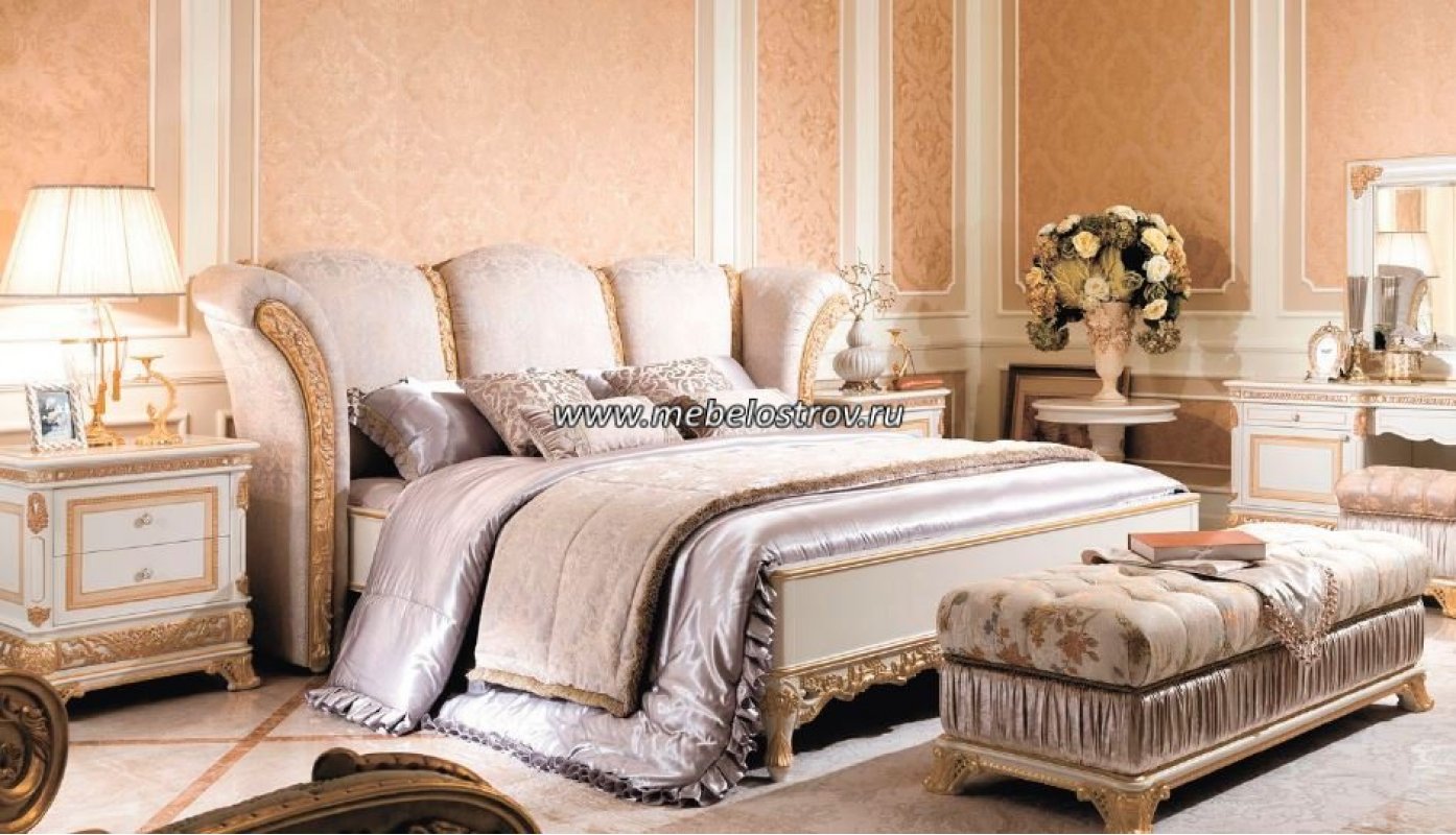 МОНАРХ Е66 Кровать 1,8 м c изножьем (white gold, ткань BQXF677-3)