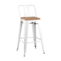 Стул полубарный TOLIX WOOD со спинкой белый глянцевый