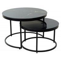 Журнальный стол Эрвин (комплект) Обсидиан, стекло/ черный каркас, M-city