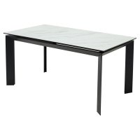 Стол CREMONA 140 KL-99 Белый мрамор матовый, итальянская керамика / черный каркас М-City