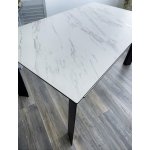 Стол CREMONA 160 KL-99 Белый мрамор матовый, итальянская керамика / черный каркас М-City