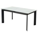 Стол CREMONA 160 KL-99 Белый мрамор матовый, итальянская керамика / черный каркас М-City