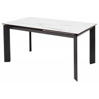 Стол CREMONA 140 HIGH GLOSS STATUARIO Белый мрамор глянцевый, керамика/ черный каркас М-City