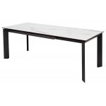 Стол CREMONA 140 HIGH GLOSS STATUARIO Белый мрамор глянцевый, керамика/ черный каркас М-City