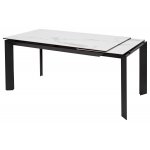 Стол CREMONA 140 HIGH GLOSS STATUARIO Белый мрамор глянцевый, керамика/ черный каркас М-City