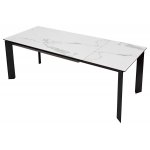 Стол CREMONA 140 HIGH GLOSS STATUARIO Белый мрамор глянцевый, керамика/ черный каркас М-City