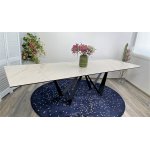 Стол RIETI 200 KL-99 Белый мрамор матовый, итальянская керамика / черный каркас М-City