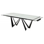 Стол RIETI 200 KL-99 Белый мрамор матовый, итальянская керамика / черный каркас М-City