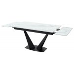Стол Ниагара 160 БЕЛЫЙ МРАМОР, стекло / ЧЕРНЫЙ, М-City