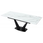 Стол Ниагара 160 БЕЛЫЙ МРАМОР, стекло / ЧЕРНЫЙ, М-City