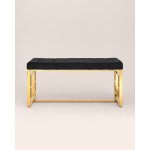 Банкетка-скамейка БРУКЛИН велюр черный сталь золото Банкетка-скамейка БРУКЛИН велюр черный сталь золото