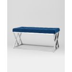 Банкетка ИНСИГНИЯ велюр синий сталь серебро Банкетка ИНСИГНИЯ велюр синий сталь серебро