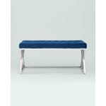 Банкетка ИНСИГНИЯ велюр синий сталь серебро Банкетка ИНСИГНИЯ велюр синий сталь серебро