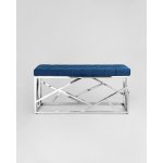Банкетка-скамейка АРТ ДЕКО велюр синий сталь серебро Банкетка-скамейка АРТ ДЕКО велюр синий сталь серебро