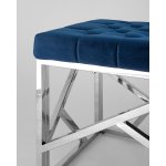 Банкетка-скамейка АРТ ДЕКО велюр синий сталь серебро Банкетка-скамейка АРТ ДЕКО велюр синий сталь серебро
