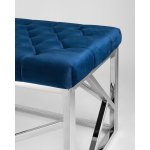Банкетка-скамейка АРТ ДЕКО велюр синий сталь серебро Банкетка-скамейка АРТ ДЕКО велюр синий сталь серебро