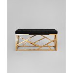 Банкетка-скамейка АРТ ДЕКО велюр черный сталь золото Банкетка-скамейка АРТ ДЕКО велюр черный сталь золото