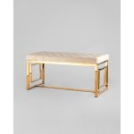 Банкетка-скамейка БРУКЛИН велюр бежевый сталь золото