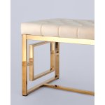 Банкетка-скамейка БРУКЛИН велюр бежевый сталь золото