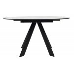 Стол БОНЖУР 100 БЕЛЫЙ МРАМОР, черная шагрень, стекло / ЧЕРНЫЙ каркас М-City