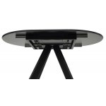 Стол БОНЖУР 100 БЕЛЫЙ МРАМОР, черная шагрень, стекло / ЧЕРНЫЙ каркас М-City