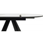 Стол БОНЖУР 100 БЕЛЫЙ МРАМОР, черная шагрень, стекло / ЧЕРНЫЙ каркас М-City