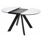 Стол БОНЖУР 100 БЕЛЫЙ МРАМОР, черная шагрень, стекло / ЧЕРНЫЙ каркас М-City