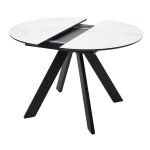Стол БОНЖУР 100 БЕЛЫЙ МРАМОР, черная шагрень, стекло / ЧЕРНЫЙ каркас М-City