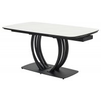 Стол MATERA 160 MARBLES KL-99 Белый мрамор матовый, итальянская керамика/ черный каркас М-City