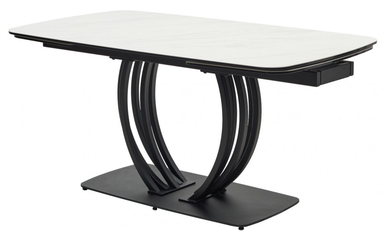 Стол MATERA 160 MARBLES KL-99 Белый мрамор матовый, итальянская керамика/ черный каркас М-City