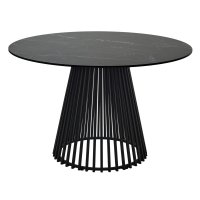 Стол TERNI 120 MATT BLACK MARBLE SOLID CERAMIC Черный мрамор матовый, керамика/Черный каркас М-City