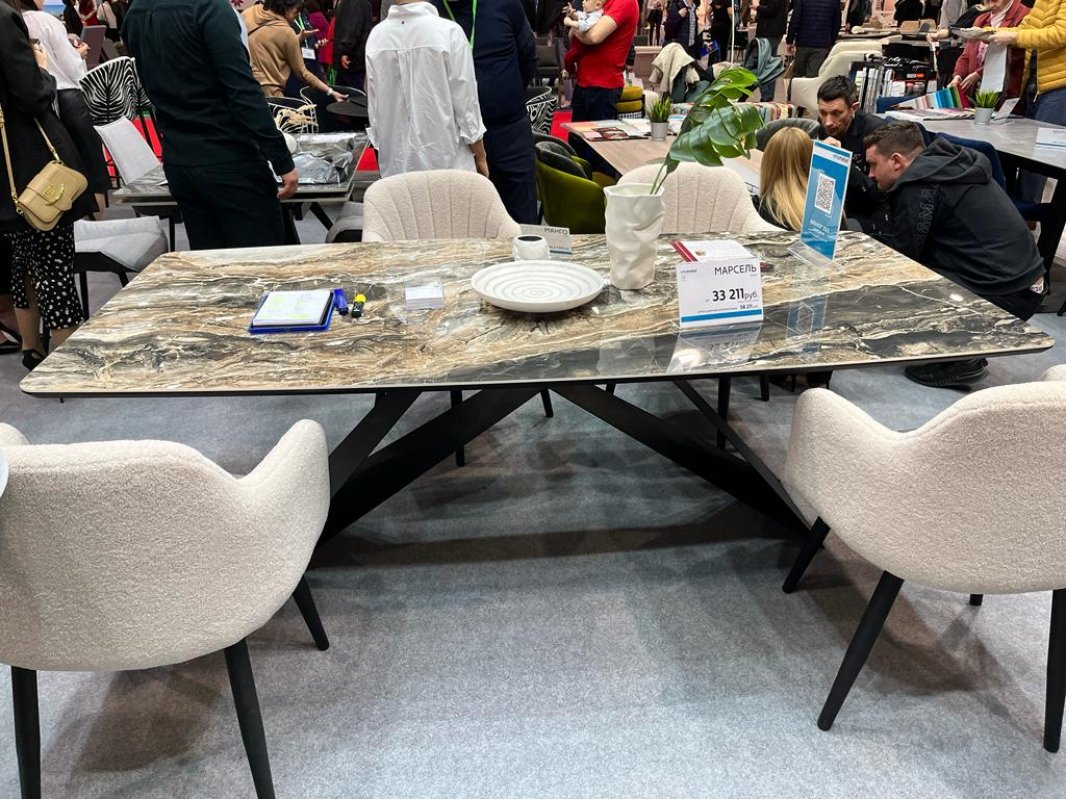 Стол МАРСЕЛЬ 220 RITCHER DOVE Amadeus, керамика / Черный М-City