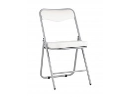 Складной стул Джонни экокожа белый каркас металлик Складной стул Джонни экокожа белый каркас металлик