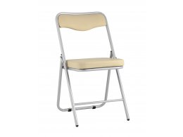 Складной стул Джонни экокожа кремовый каркас металлик Складной стул Джонни экокожа кремовый каркас металлик