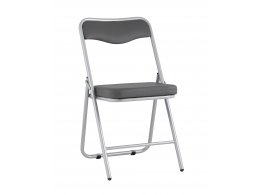 Складной стул Джонни экокожа серый каркас металлик Складной стул Джонни экокожа серый каркас металлик