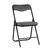 Складной стул Джонни экокожа серый каркас черный матовый