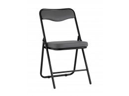 Складной стул Джонни экокожа серый каркас черный матовый Складной стул Джонни экокожа серый каркас черный матовый