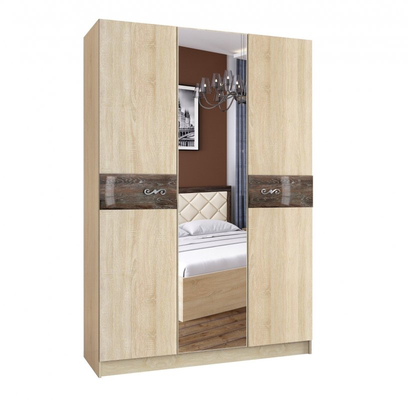 Шкаф 3-х створчатый Мадлен (Дуб шале мореный) Шкаф 3-х створчатый Мадлен (Дуб шале мореный)