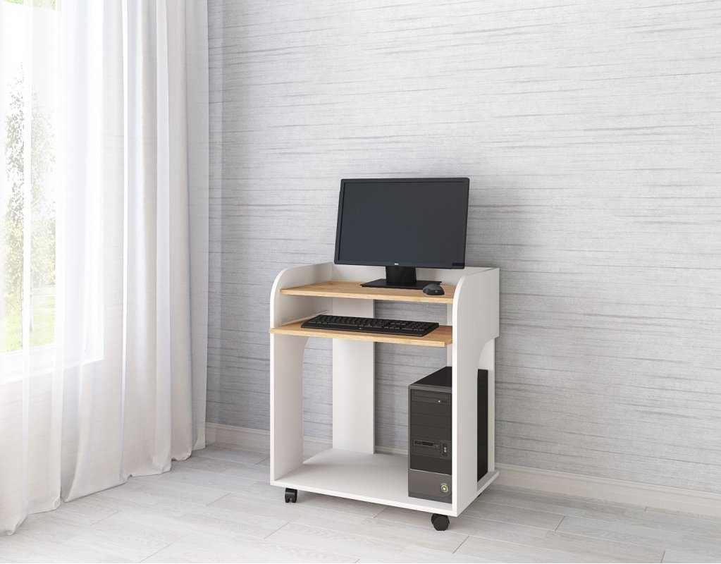 Стол компьютерный Грета-10, белый/дуб крафт