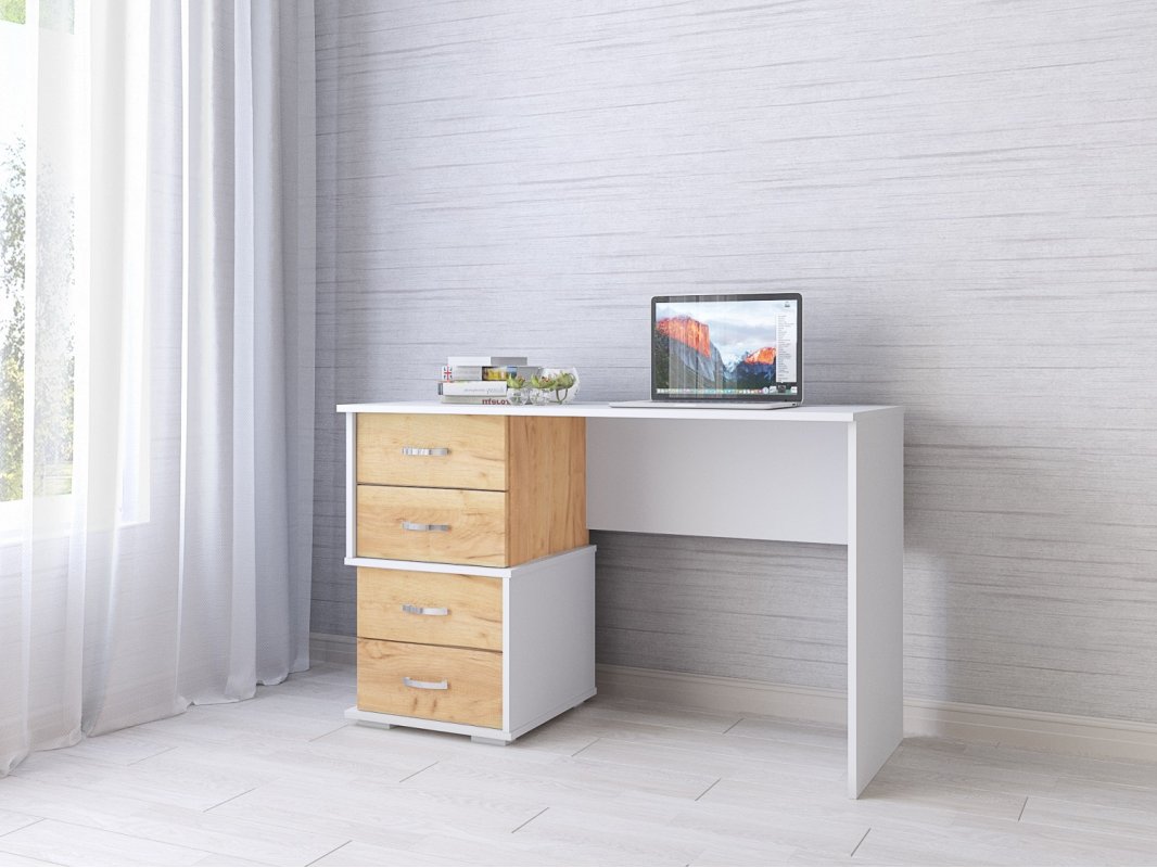 Стол письменный Сити-2, белый/дуб крафт Стол письменный Сити-2, белый/дуб крафт