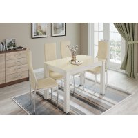 Стол обеденный Норман 60, дуб крафт белый/лакобель ваниль