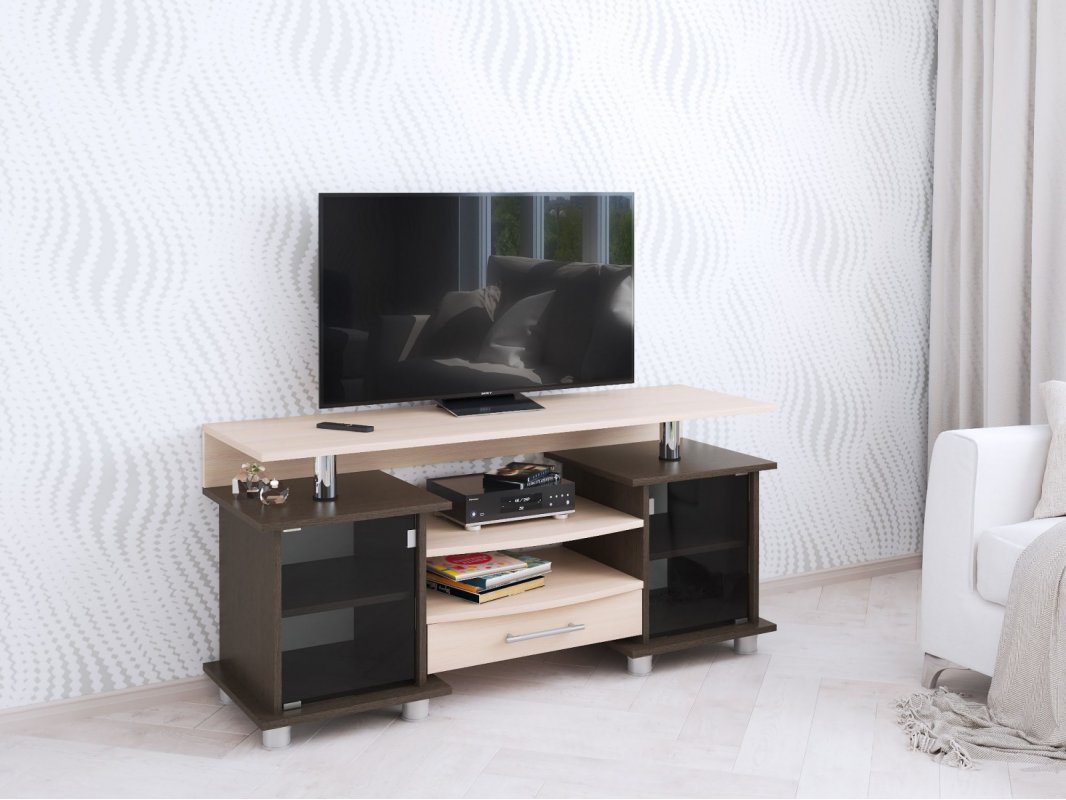 Тумба для ТВ с полками 003 К2, венге/дуб молочный