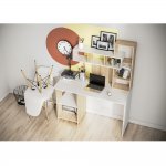 Стол компьютерный Олимп, дуб сонома/белый