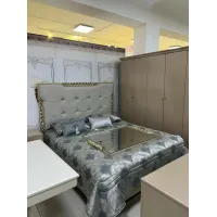 ЛАУРА Комплект (Кровать 1,8 + 2 Тумбочки + Туалетный стол + Пуф + 6-ти дв. шкаф)