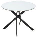Стол ДАРИО D100 Белый, стекло/ Черный каркас М-City