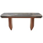 Стол ПУАНТО 200 TITANIUM LAWA NERO, керамика / МЕДЬ каркас М-City