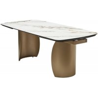 Стол BRONTE 200 раскладной KL-188 Контрастный мрамор матовый, итальянская керамика/ Шампань, ®DISAUR