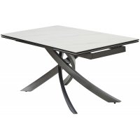 Стол ESTEBIO 160 KL-99 Белый мрамор матовый, итальянская керамика/ Серый металлик, ®DISAUR